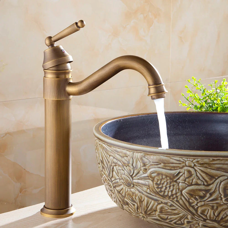 Afralia™ Antique Finish Brass Basin Faucet for Bathroom Vanity Sink Mixer