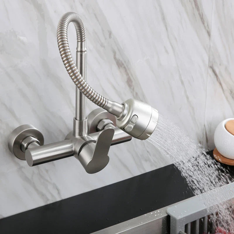 Afralia™ Stainless Steel Wall-Mounted Kitchen Sink Faucet with 2 Modes Mixer