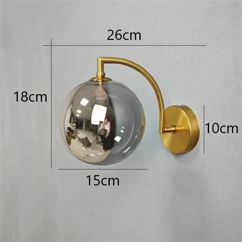 Afralia™ Glass Ball LED Wall Sconce for Living Bedroom Dining Kitchen - Minimalist Design