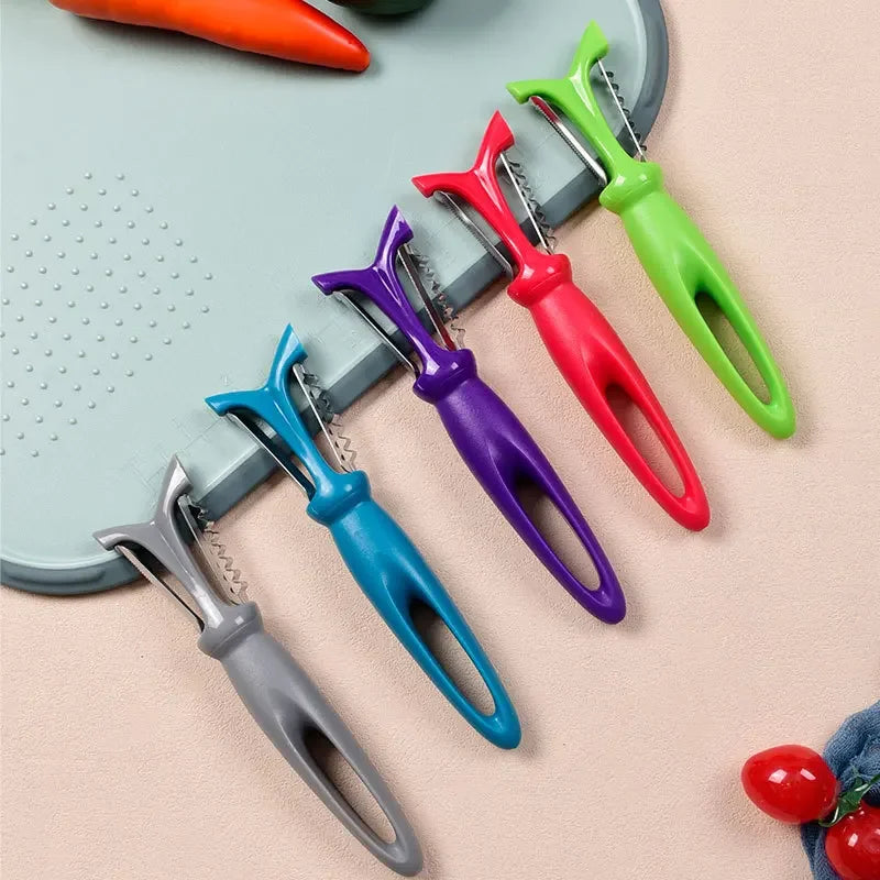 Afralia™ 3-in-1 Stainless Steel Vegetable Peeler Zester with Plastic Handle