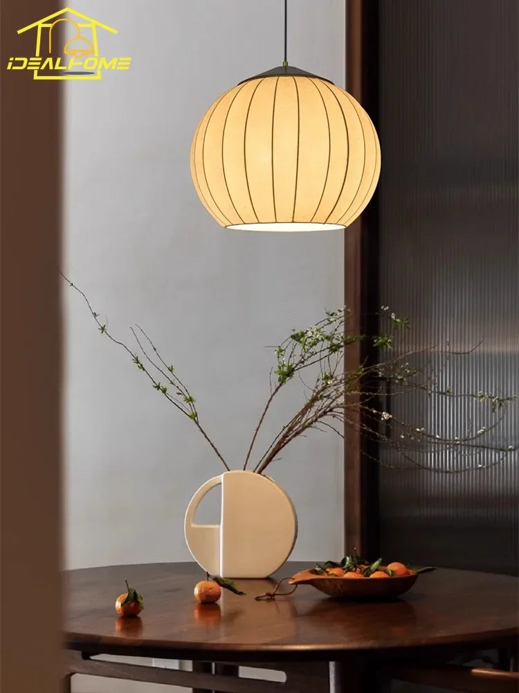 Afralia™ Zen Art Decorative LED Hanging Lamp in Ash Wood and Copper
