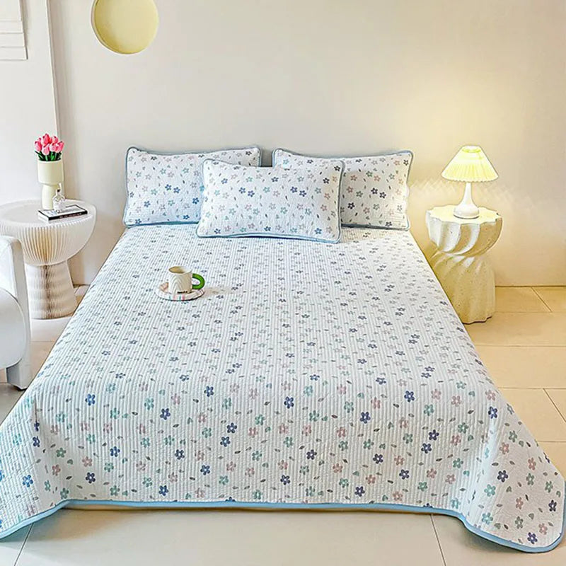 Afralia™ Rural Floral Print Reversible Quilted Bedspread for All Seasons