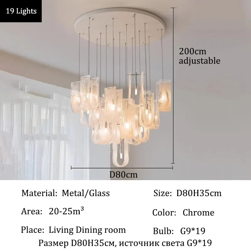 Afralia™ Glass Pendant Chandelier Ceiling Light Fixture for Home Dining Room Luxe Decor