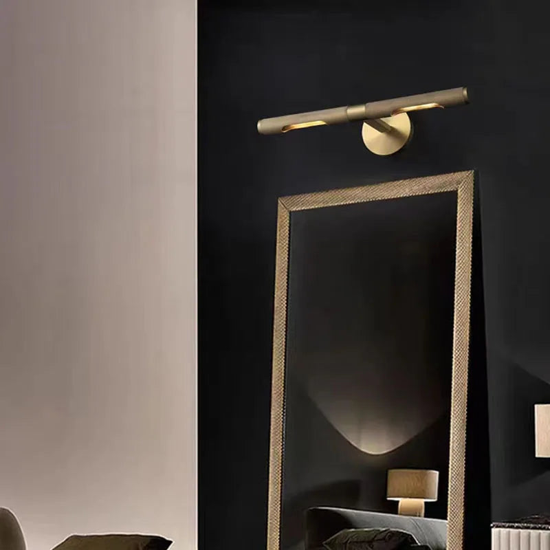 Afralia™ Brass Copper Mirror Front Wall Lamp for Bedroom Bathroom Hotel Foyer E14 Bulb