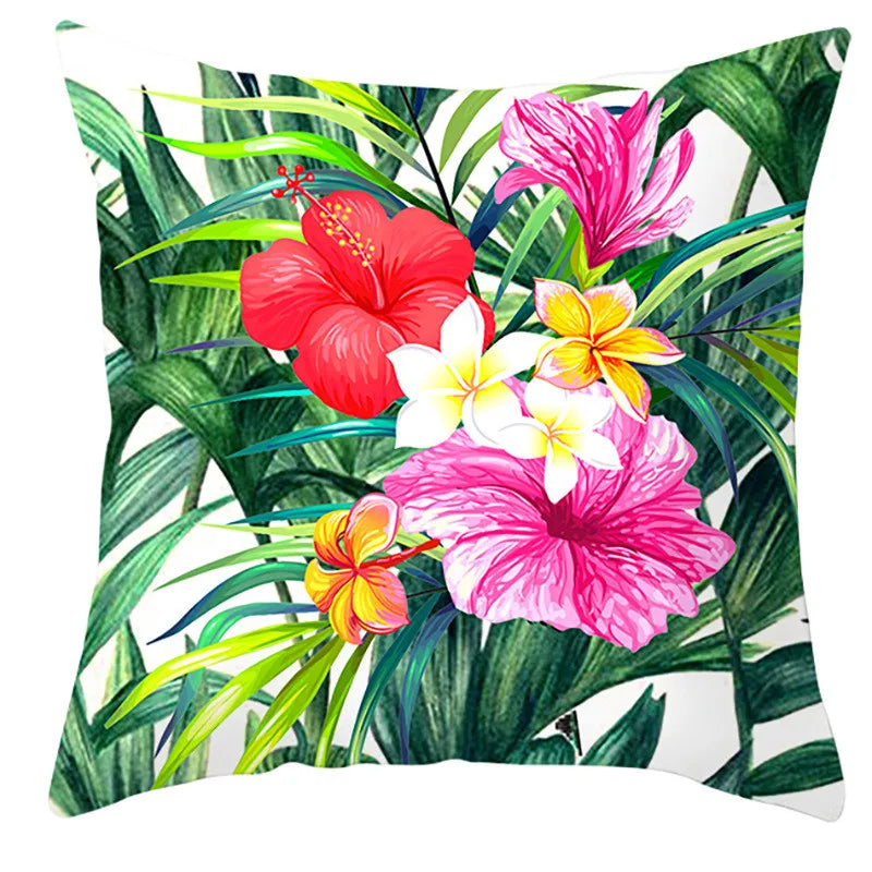 Tropical Leaves Decorative Pillow Cover by Afralia™