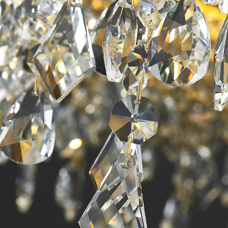 Afralia™ Crystal Chandelier Pendant Light LED Fixture for Living Dining Room Glamorous Home Decor