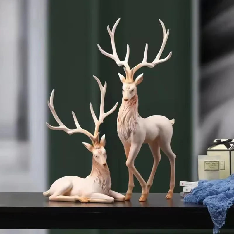 Afralia™ Deer Sculpture: High-End Resin Elk Figurine for Luxury Home Decor