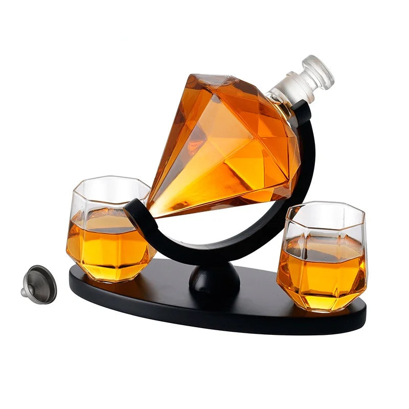Afralia™ Globe Whiskey Decanter Set with Crystal Glasses - Lead-Free Hand-Blown Whisky Carafe