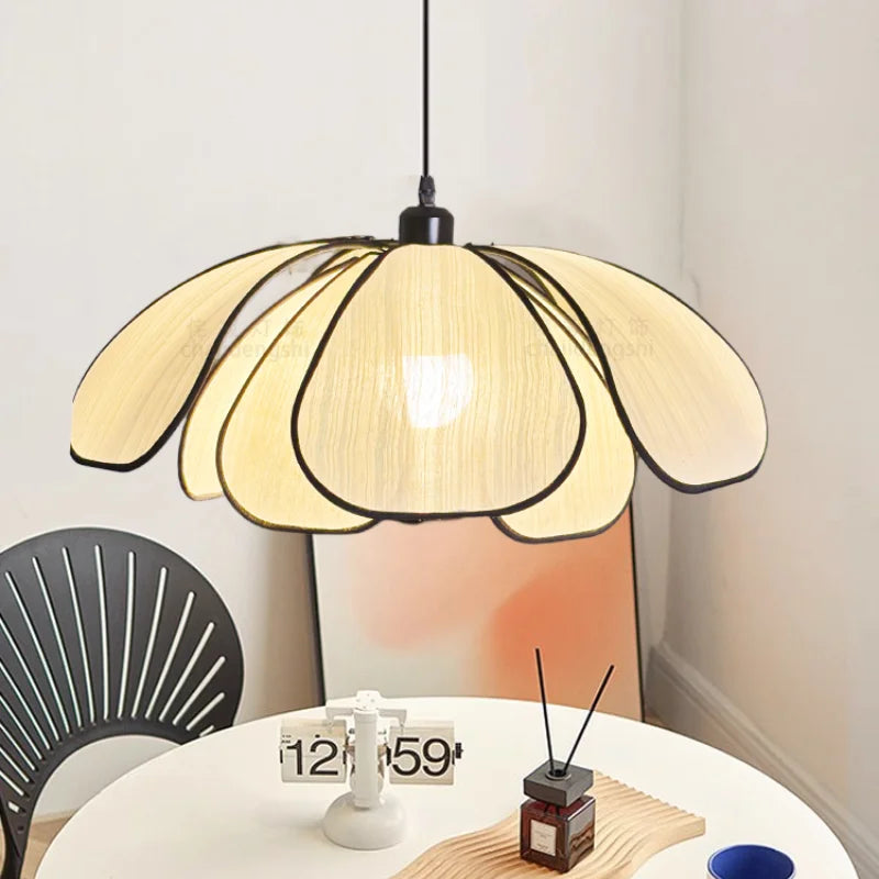 Afralia™ Creamy Abaca Fabric Led Pendant Light - Nordic French Wabi Sabi Suspend Lamp