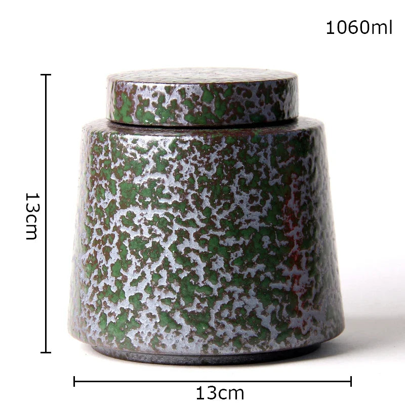 Afralia™ Ceramic Tea Canister | Sealed Coffee Storage Jar | Rough Pottery Tea Caddy
