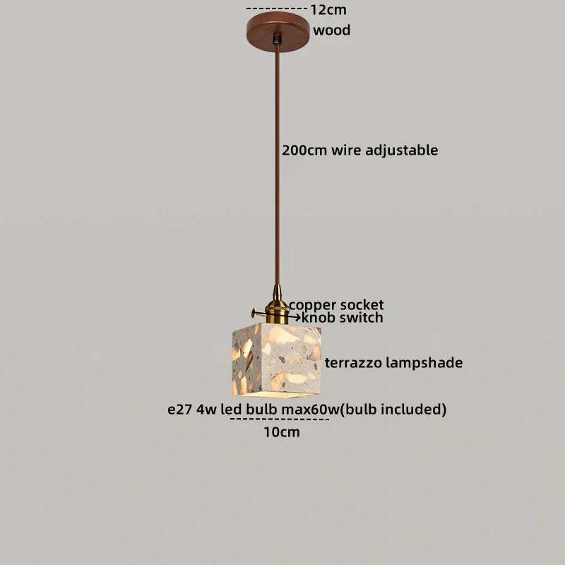 Afralia™ Terrazzo Wood LED Pendant Light for Stylish Home Decor