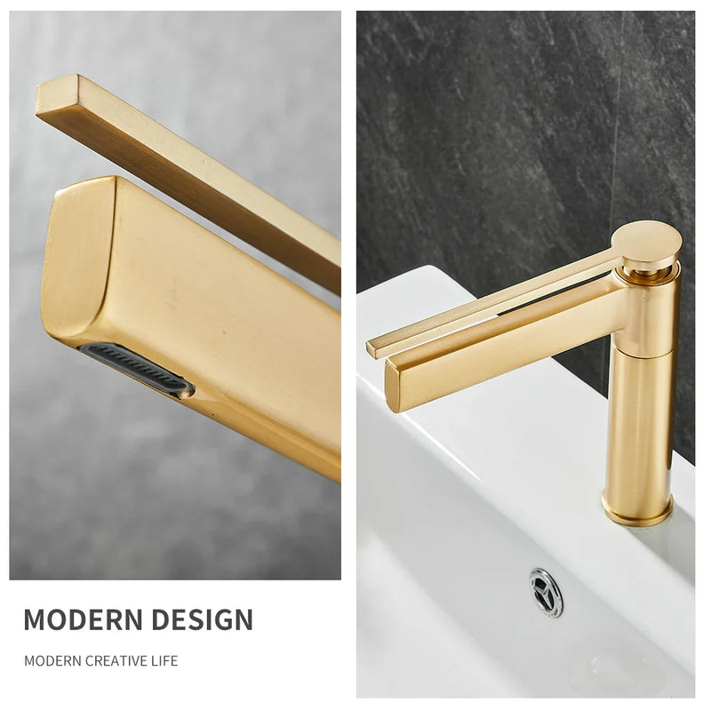 Afralia™ Basin Faucet: Single Handle Deck Mounted Brass Bathroom Mixer for Sink - Hot/Cold