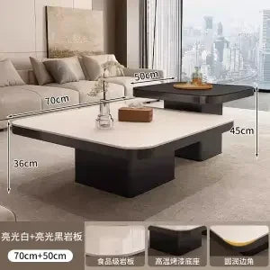 Afralia™ Living Room Coffee Table Set Rock Square Modern Minimalist Black Combination.