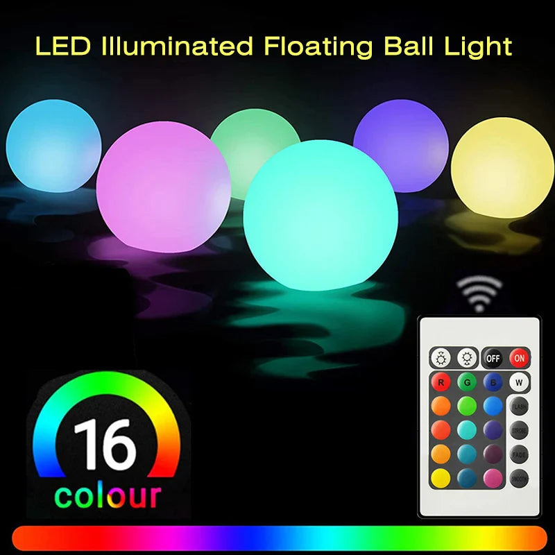 Afralia™ LED Pool Ball Light - Colorful Remote Control Floating Night Lamp