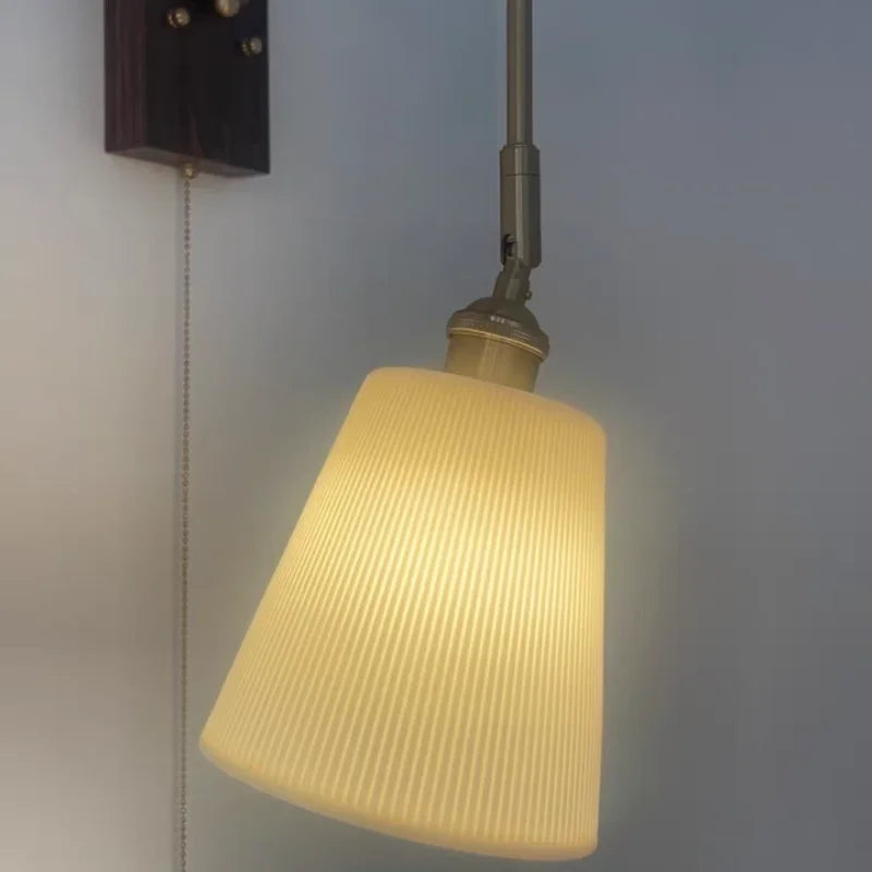 Afralia™ Walnut Wood LED Wall Sconce Bedside Lamp