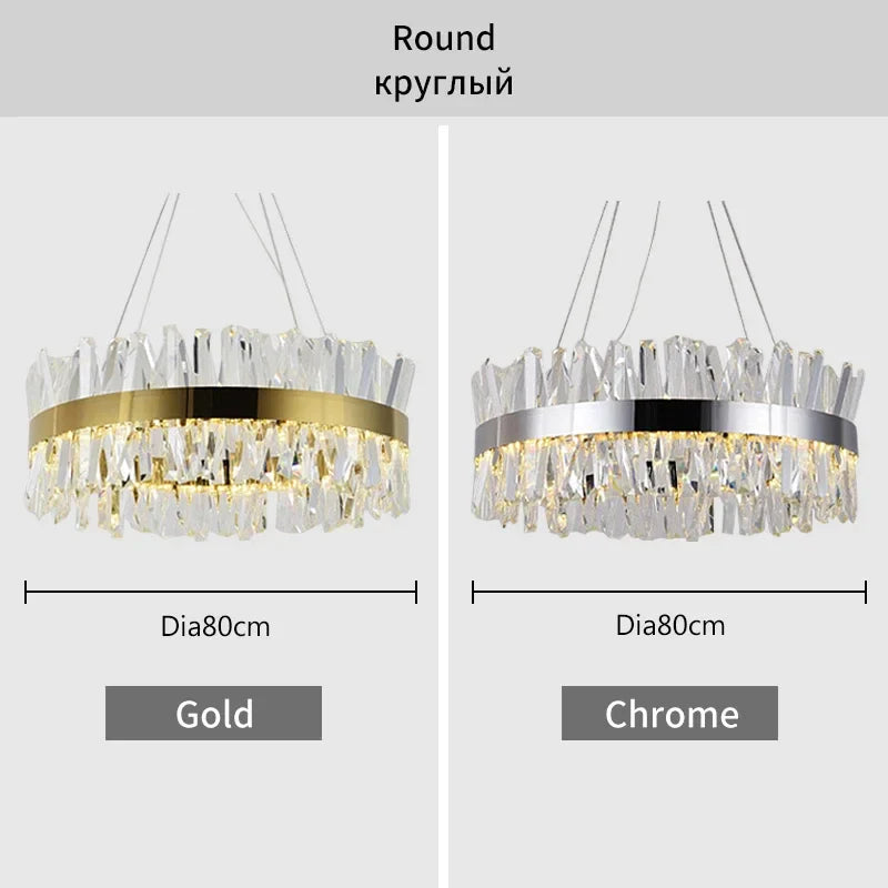 Afralia™ Crystal LED Chrome Pendant Chandelier for Kitchen Dining Living Room