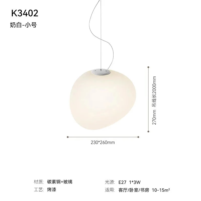 Afralia™ Glass Pebble Pendant Lights LED E27 Minimalist Design for Restaurant, Living Room, Bedroom