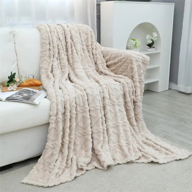 Luxury Jacquard Coral Fleece Blanket by Afralia™