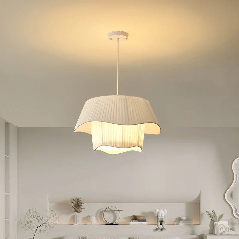 Afralia™ Nordic Pendant Chandelier, White Fabric Shade, Kitchen Bedroom Living Room Restaurant Art Light