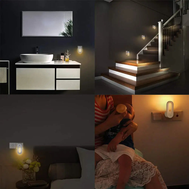 Afralia™ Twilight Sensor Wall Night Light, Energy Saving Warm White Lamp for Kids Bedroom