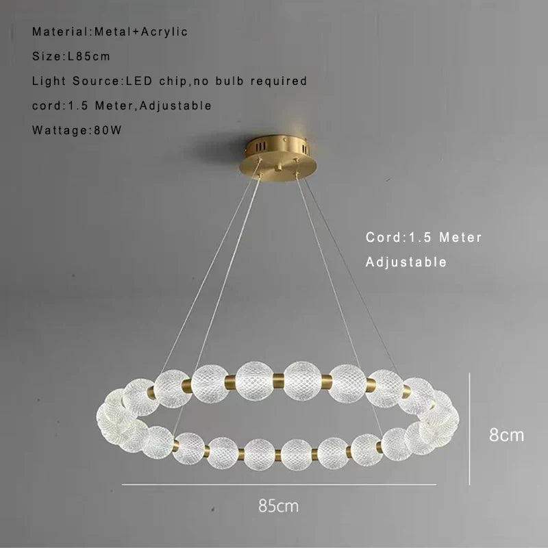 Afralia™ Nordic Luxury Copper LED Chandelier Pendant Lamp Home Decor Light