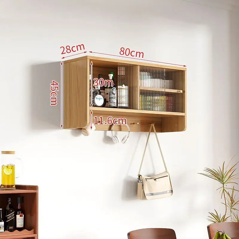 Afralia™ Retro Solid Wood Wall Mounted Kitchen Storage Cabinet
