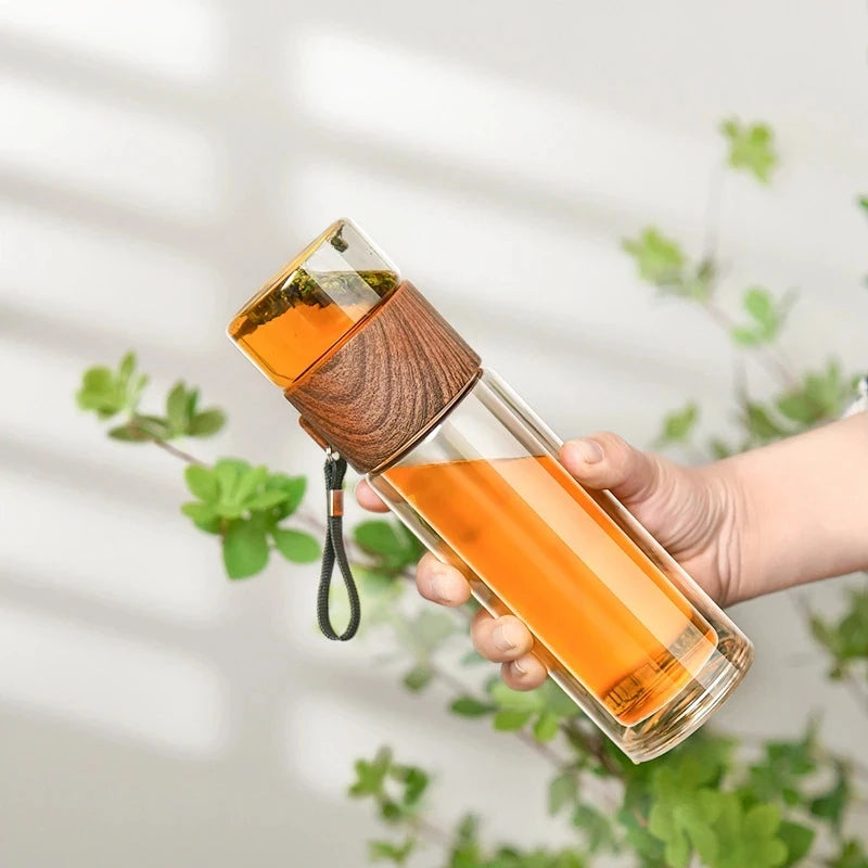 Afralia™ High-End Thermal Glass Water Bottle with Stainless Steel Insulation