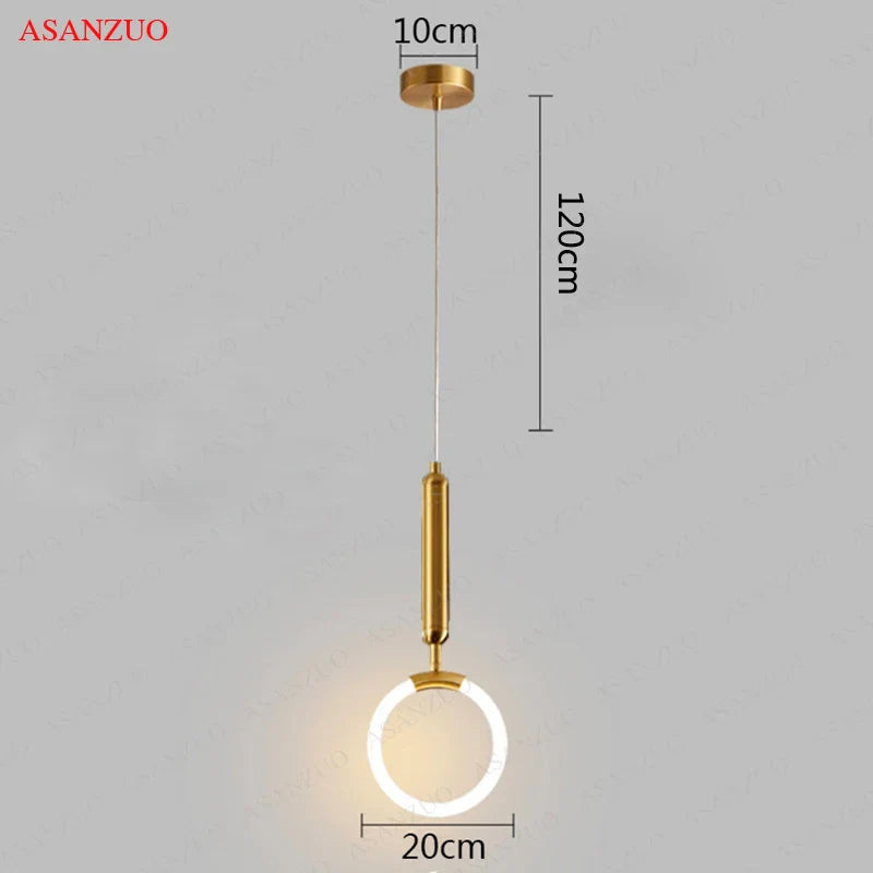 Nordic White Ring Brass Pendant Light for Bedroom and Dining Room by Afralia™