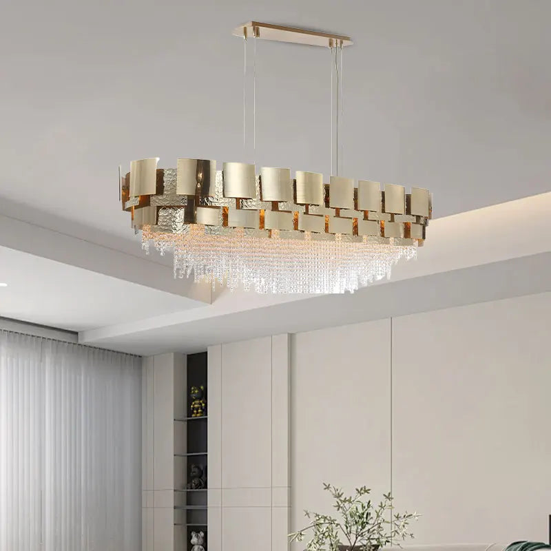 Afralia™ Gold Crystal LED Chandelier: Luxe Ceiling Lighting for Dining Room