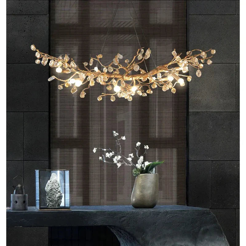 Afralia™ Crystal Branch Ceiling Chandelier | Indoor Dining Living Room Light Fixture