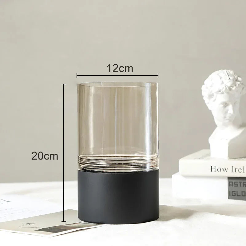 Afralia™ Gold Glass Vase Clear Desk Decor Hydroponic Floral Arrangement Bud Flower Pot