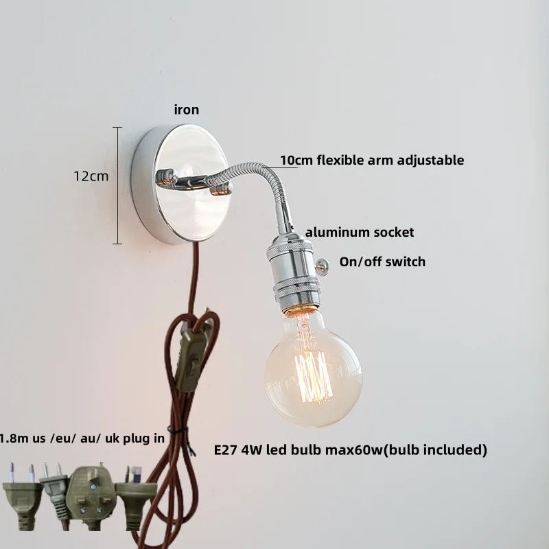 Afralia™ Modern Colorful Glass Wall Sconce with Pull Chain and Flexible Arm