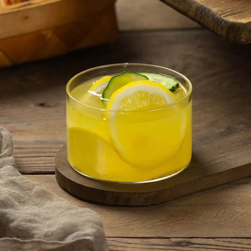 Afralia™ Glass Cup Set for Tea Juice Milk Ice Cream Pudding - Heat Resistant High Borosilicate Drinkware