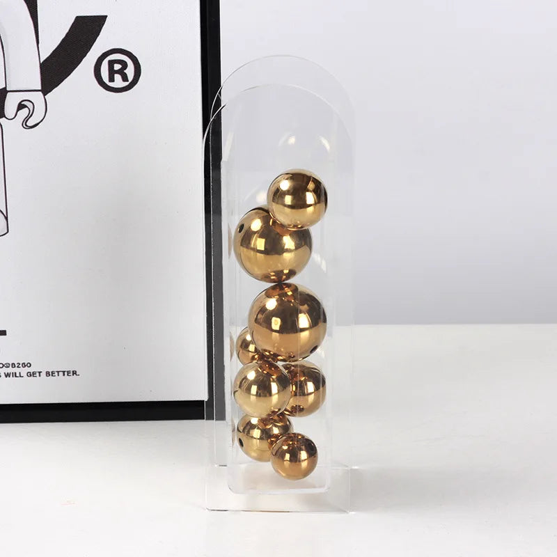 Afralia™ Acrylic Ball Vase Stack Home Decoration Golden Arch Flower Accessory