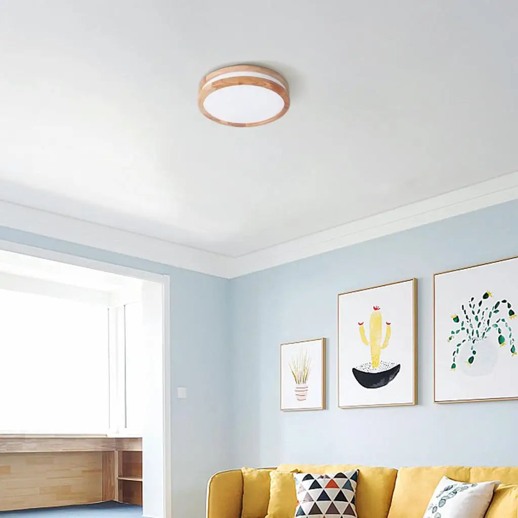 Afralia™ Wood LED Ceiling Lamp Modern Nordic Round Indoor Lighting Home Decor Fixture