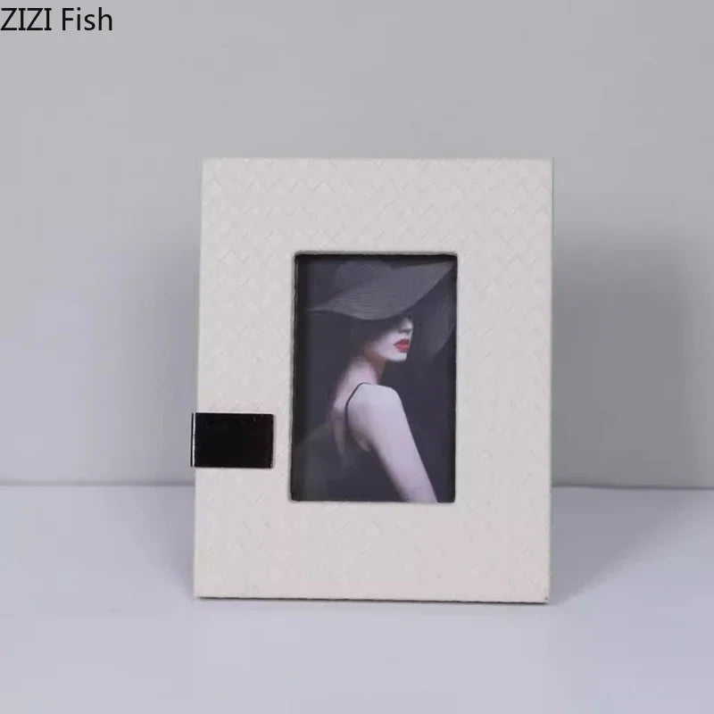 Afralia™ Leather Photo Frame | Modern Design Picture Frame Bedside Table & Desk Décor