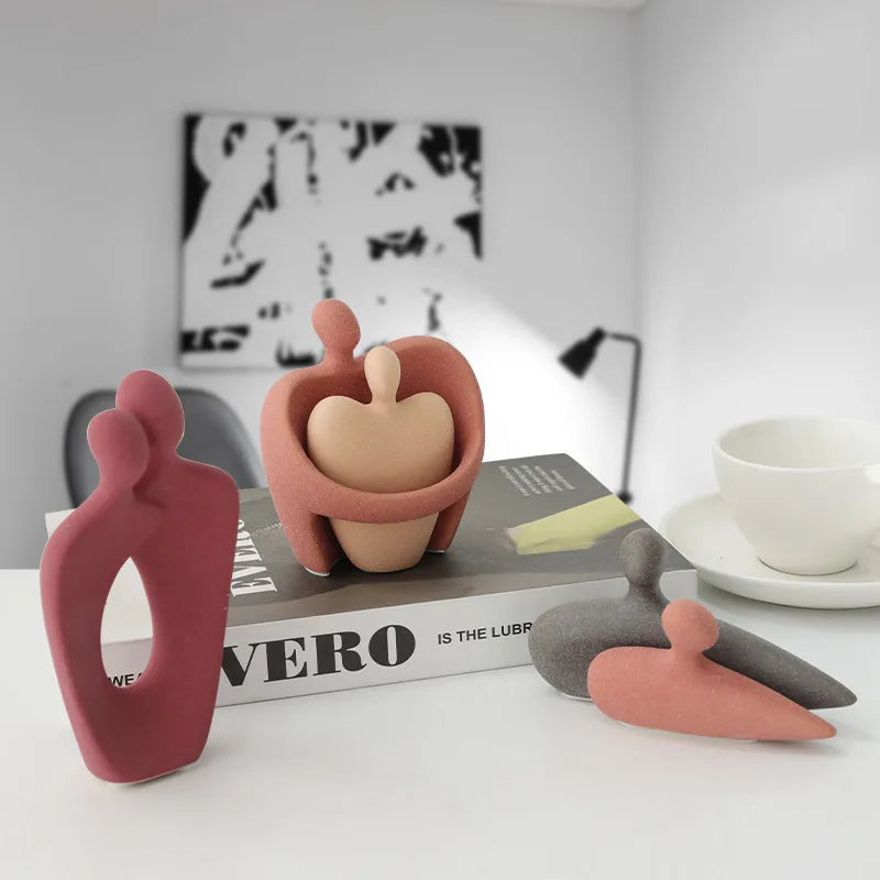 Afralia™ Ceramic Art Couple Statue for Home Office Decor & Living Room Gift