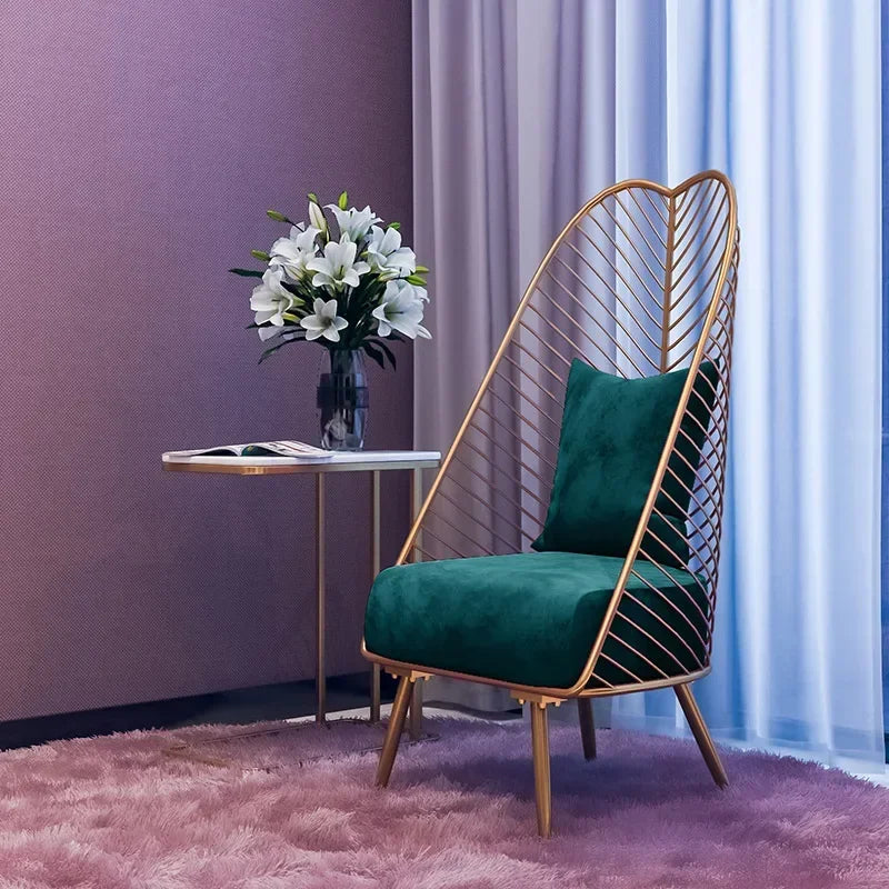 Afralia™ Pink & Coffee Gold Wire Leisure Chair: Nordic Style Modern Living Room Decor & Comfort