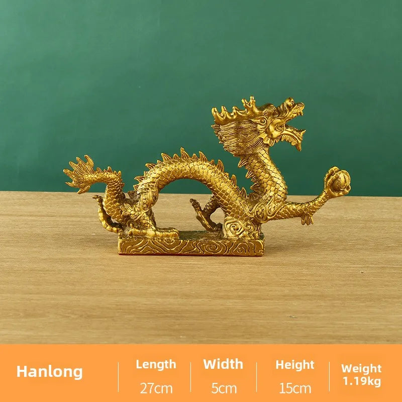 Afralia™ Dragon Phoenix Zodiac Ornaments Pure Copper Decor Mascot Home Accessories