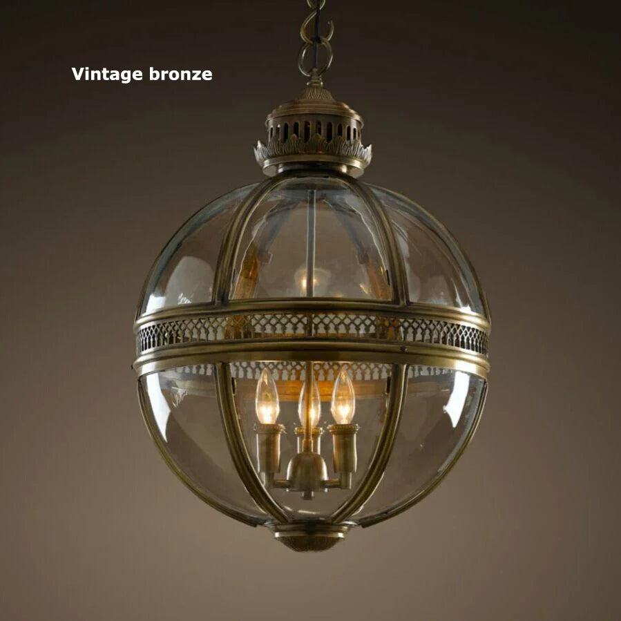 Afralia™ LED Black Bronze Globe Pendant Lamp: Retro American Style for Dining Room Luminaire
