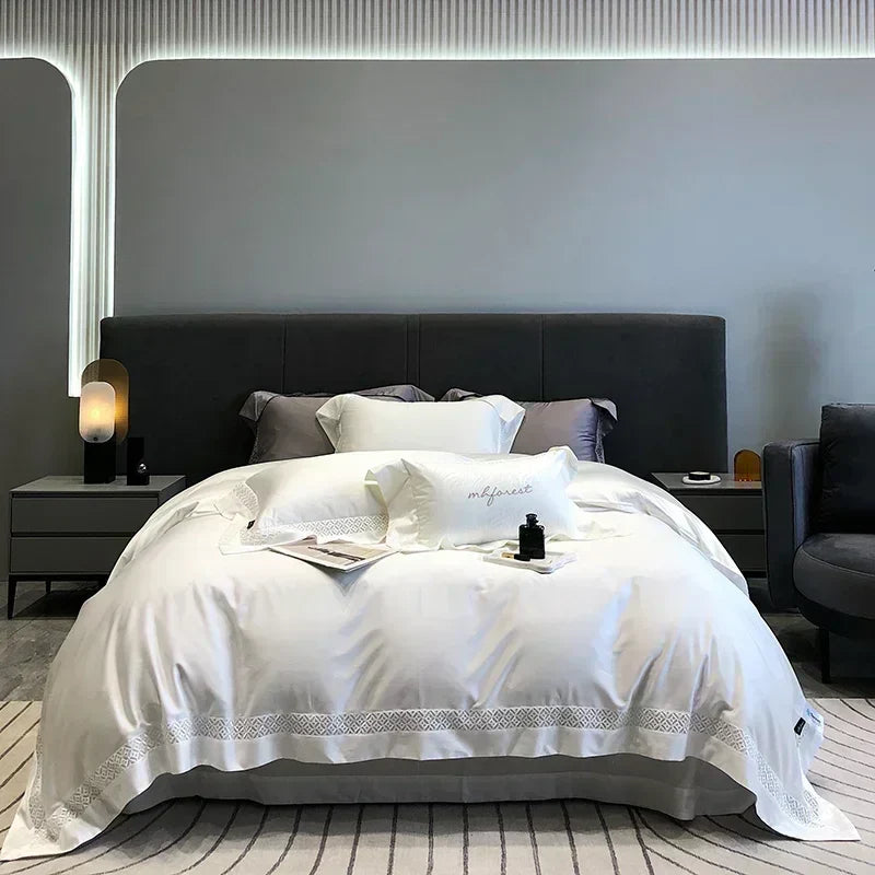 Afralia™ Queen Bedding Set: High End Hollow-carved Design Lyocell Fibres Duvet Cover Set