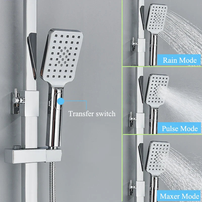 Afralia™ Stainless Steel Shower Faucet Set, Rotatable Bathtub Mixer, Lift and Lower Shower Tap