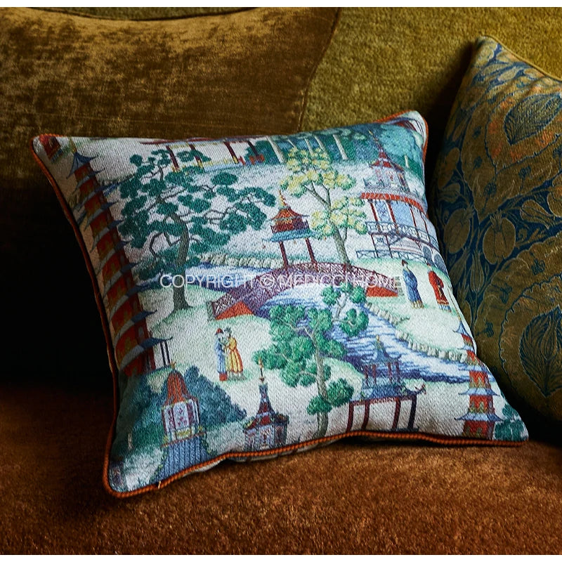 Afralia™ Oriental Salon Retro Luxury Throw Pillow Covers for Living Room Sofa