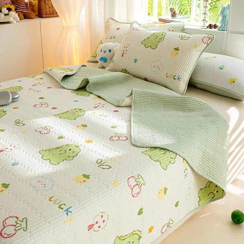 Afralia™ Cartoon Pattern Cotton Single Mattress Mat: Summer Comfort & Non-Slip Performance