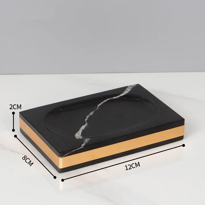 Afralia™ Nero Marquina Marble Bathroom Set - Golden Luxury Bathroom Accessories