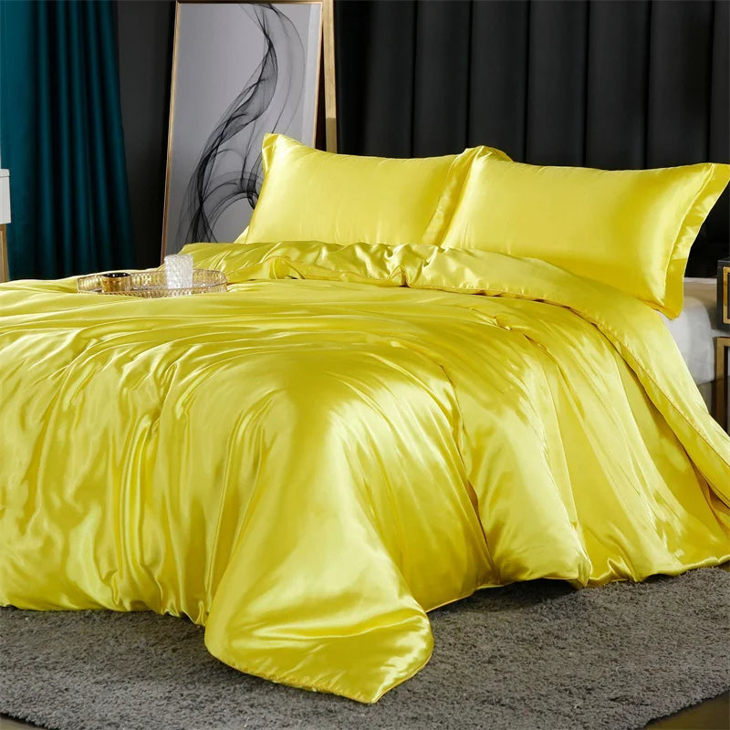 Afralia™ King Size Silk-Blend Duvet Cover Set with Pillowcases