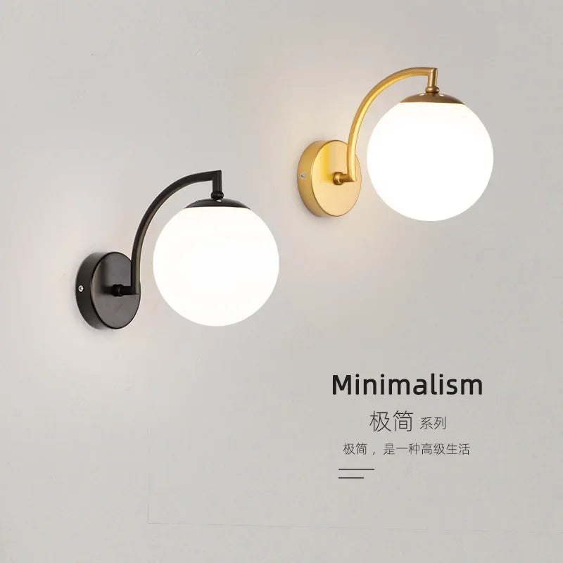 Afralia™ Glass Ball Wall Light: Modern Nordic Living Bedroom Sconce Fixture