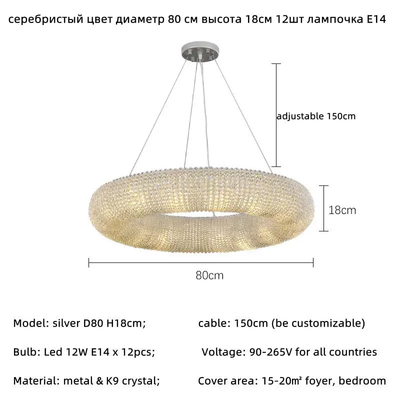 Afralia™ LED Crystal Round Ceiling Chandelier for Elegant Dining Room Lighting