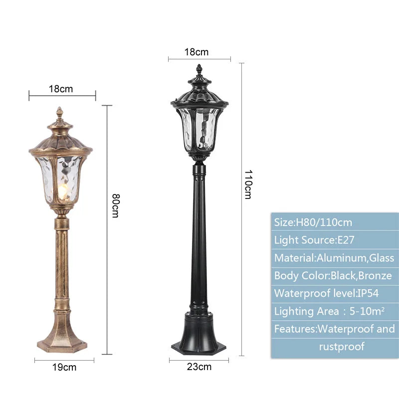 Afralia™ Retro Lawn Lights High Pole Street Lamp for Outdoor Yard and Garden