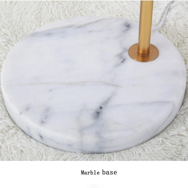 Afralia™ Nordic Gold Metal Floor Lamp Adjustable Length Marbled Base Light